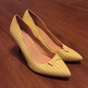 Yellow gingham heels from Anthropologie size 8